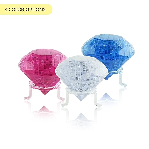 3D Crystal Diamond Puzzle, Crystal Puzzle Brainteasers for Puzzlers Ages 16 and Up, 41PCS(Blue-Diamond) - color: Blue-diamond