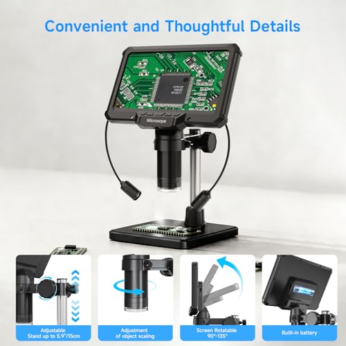 Digital Microscope for Adults Kids 7inch Screen Coin Magnifier Microscopes for Error Coins PCB, Bugs, STEM Learning, Soldering Electronics Microscopes Camera