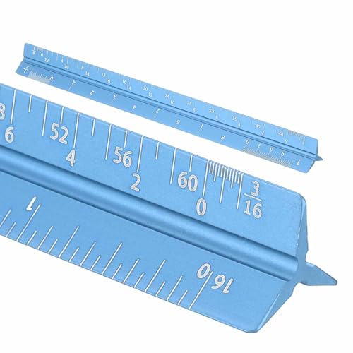 HARFINGTON Architectural Scale Ruler, 7 Inch Standard Aluminum Alloy Architect Triangular Small Scale Laser-Etched Blueprint Drafting Ruler for Architects Engineers, Blue - color: Blue, size: 7 Inch