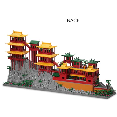 Hanging Temple Shanxi China Micro Brick Building Set (6183 Pieces) – Landmark Model Oriental Architecture Educational Toy Gift for Kids and Adults - color: Hanging Temple