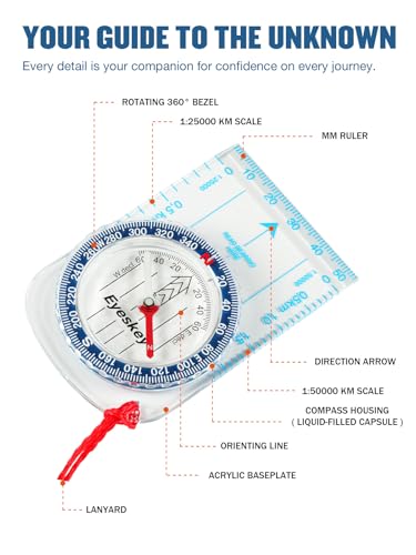 Eyeskey Advanced Orienteering Compass for Hiking & Navigation - color: EK40-4