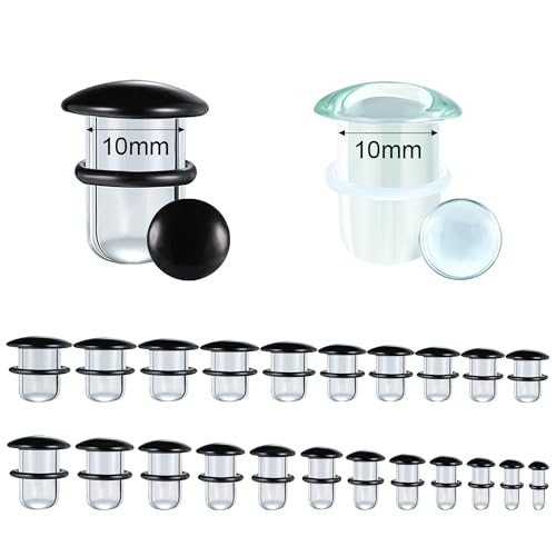 Glass Ear Stretching Kit Gauges 3mm-25mm Single Flare Plugs 4Pcs - color: Clear/Black, size: 10mm（00G）