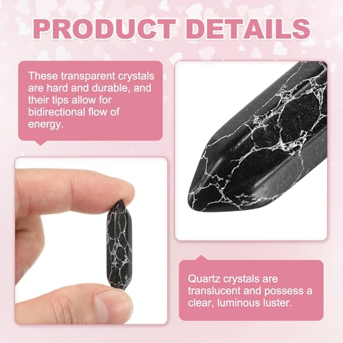 MECCANIXITY 10 Pack Black Turquoise Quartz Crystals, Polished Crystals Bulk Hexagonal Shaped Meditation Gemstone for Jewelry Making Energy Balance Accessories Gifts - color: Black Turquoise
