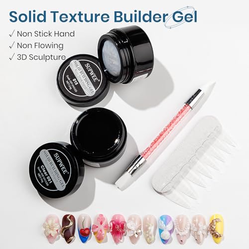 Clear and Pearl White Nail Extension Gel 3D Nail Art Sculpture Gel - color: Clear&Pearl White