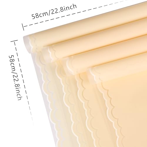 FUHITIM 20 Sheets Flower Wrapping Paper(Light Yellow) - color: Light Yellow (wave edge)