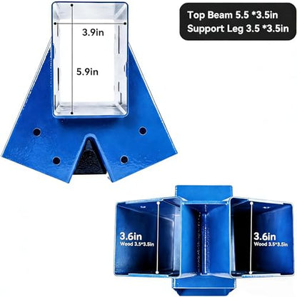ABUSA Heavy Duty Swing Sets Brackets Including 2 Blue A-Frame Swing Set Brackets and 4 Swing Hangers for Playground Equipment Mounting Parts Hardware Included (Blue006) - color: Light Blue