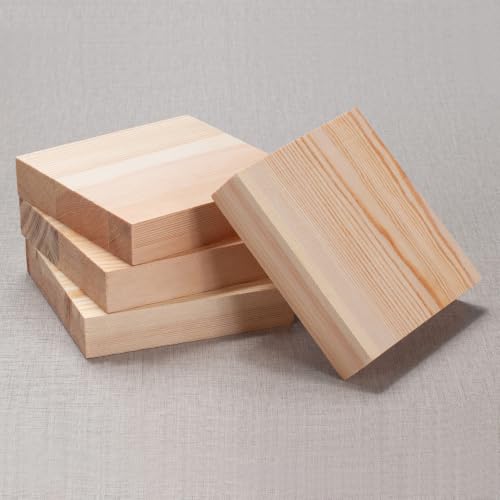Wooden Blocks Wood Blocks for Crafts, 4 PCS 5″X5″X1″ Blank Wood Plank Board - size: 5″x5″x1″ - 4PCS