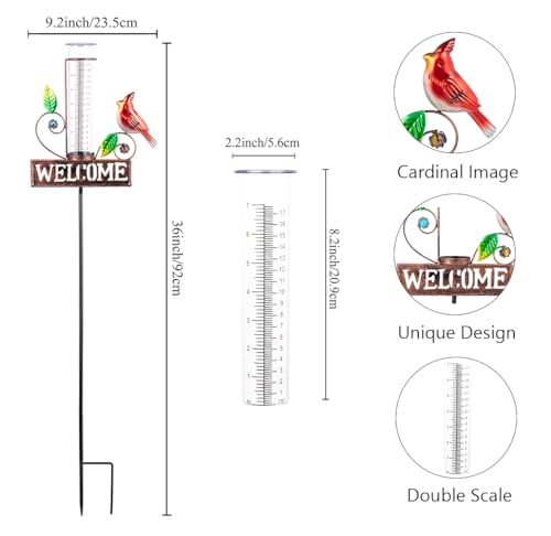 Stargarden Rain Gauge Outdoor, Metal Cardinal Rain Gauge - color: Cardinal
