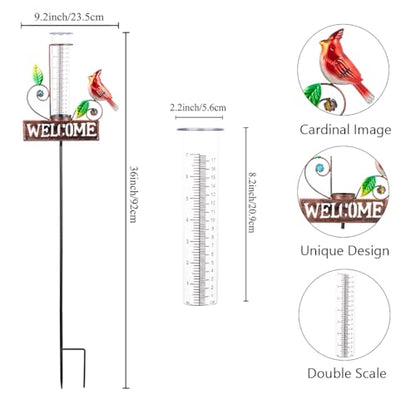 Stargarden Rain Gauge Outdoor, Metal Cardinal Rain Gauge - color: Cardinal