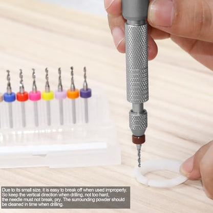 Manual Pin Vise Hand Drill Set, 21PCS Micro Drill Bits - color: Silver