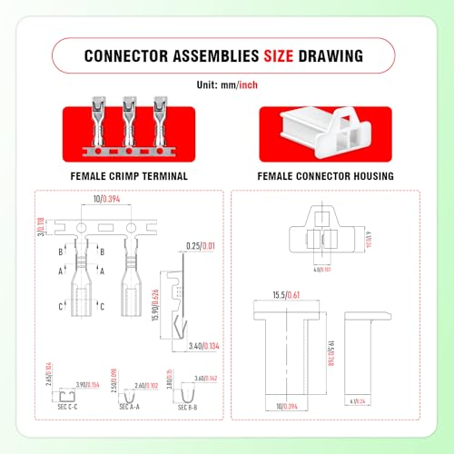 252 Pieces / 42 Sets Automotive Wire Connector 2.8mm 2-Pin Kit - size: 2-Pin, style: 2.8mm Connector