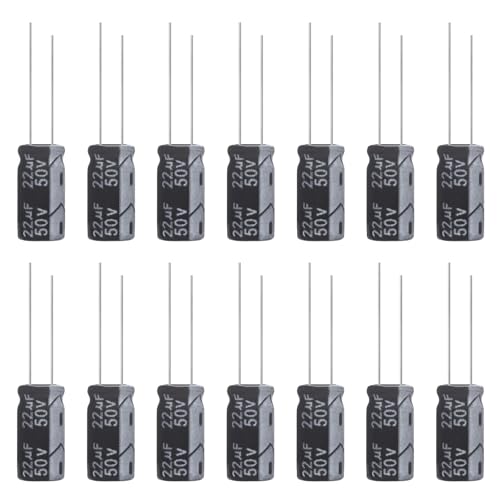 22uF 50V 5x11mm Electrolytic Capacitor 22 UF MFD 50 Volt 0.2x0.43in Aluminum Capacitors (Pack of 15) - style: 22uF 50V 5x11MM