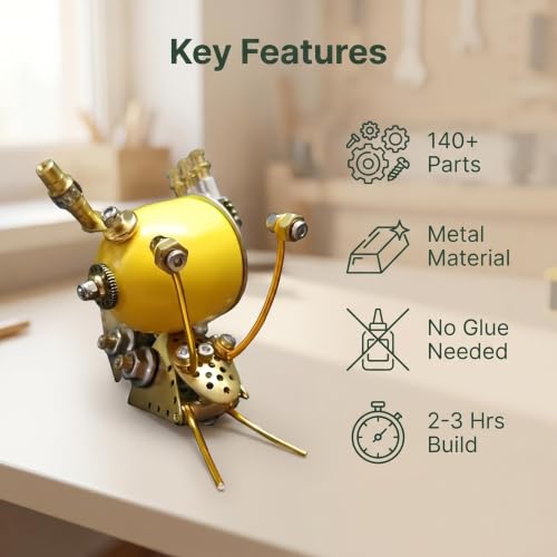 Steampunk Snail Metal Model Kit – 160+ Pcs DIY 3D Mechanical Insect Puzzle Screw Only Assembly Home Office Decor Gift for Father Husband Collectors (Snail-Y) - style: Snail-Y