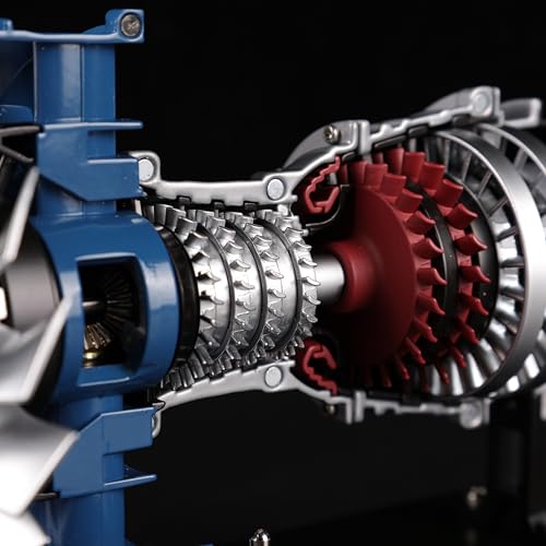 DM122 Mini Metal Turbofan Engine Model Kit that Works, 170+ Parts 1:20 Scale 4.41”H x 7”L x 3”W All-Metal Jet Engine Model with Transparent Cover, STEM Educational Assembly Kit, Desk Decoration Gift