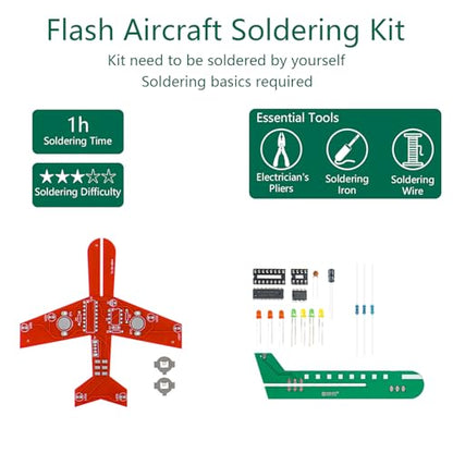 YYSOLDER Illuminated aeroplane soldering practice kit Fun and interesting soldering practice project for soldering enthusiasts STEM Education Father's Day Gift