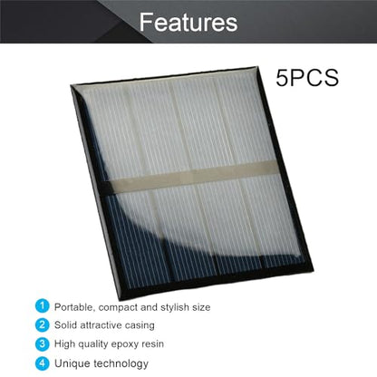Fielect 5pcs 2V 0.6W Solar Panel Polysilicon Mini Solar Cells DIY Electric Toy Materials for Battery Power LED 82x70mm - size: 2V 0.6W