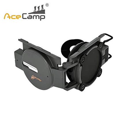 AceCamp Folding Metal Compass, Foldable & Portable Compass, Professional Multifunctional Metal Compass with Metal Sight Line & Magnifying Glass for Hiking, Camping, Backing - style: Black Large