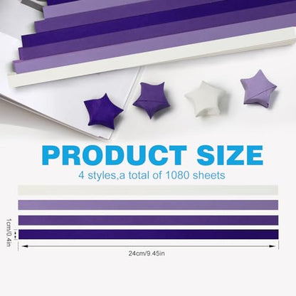 FoDau770 Solid Color Star Paper Strips - 1080 Sheet, Purple Series - color: Solid Purple Series