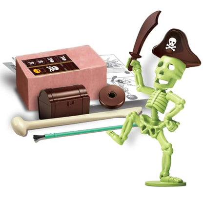 KidzLabs - Dig a Glow Pirate, Unearth a Pirate Skeleton, STEM Fun Learning Kit for Kids Ages 5+, Gold