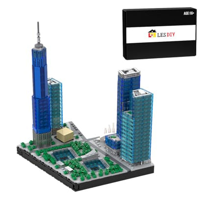 Landmark Street Scene Building Blocks Set for Adults, 1039PCS MOC-127022 1/800 World Famous Landmark Building Bricks Set, DIY Assembly New York Architecture Model Gift - style: The New World Trade Center