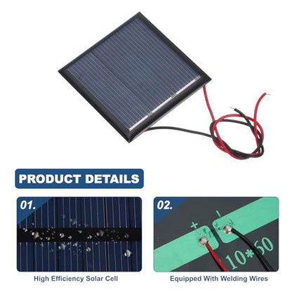 MECCANIXITY 2 Pcs 1.5V 0.225W 150mA Mini Solar Panels, Small Polycrystalline Solar Cell Panel with 2 Cable for DIY Electric Toy Materials Kits Charger, 45mm x 45mm - style: 1.5V 0.225W 150mA