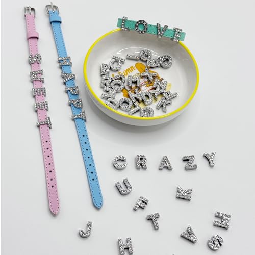 52pcs Rhinestone Letter Charms for DIY Jewelry Making