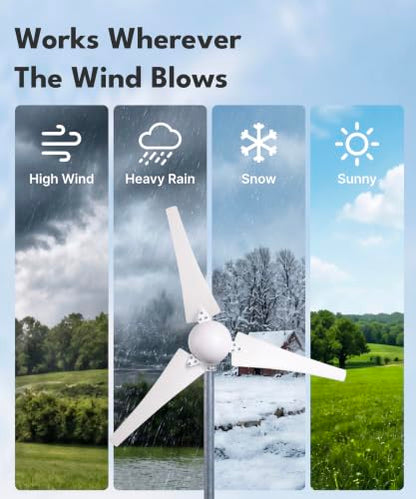 Windmill 400W 12V Land and Marine Wind Turbine Generator kit. Inbuilt MPPT Charge Controller + Automatic and Manual Braking System with Amps Meter. DIY Installation