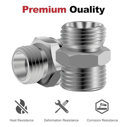 2pcs M22 to M22 Carbon Stee Fittings Adapters for Mini Excavator Adapting, Reducing Or Enlarging Connect Such Air Pipe, Fuel Pipe, Water Pipe, Etc Full Port Straight Pipe Fitting Connector - size: M22-M22