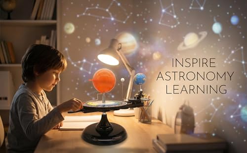 English Solar System Sun Earth Moon Orbital Model, Educational Planetarium Project Kit for Science Astronomy Teaching, Earth Moon Sun Rotation Model for Kids