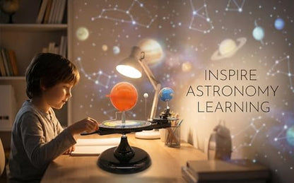 English Solar System Sun Earth Moon Orbital Model, Educational Planetarium Project Kit for Science Astronomy Teaching, Earth Moon Sun Rotation Model for Kids