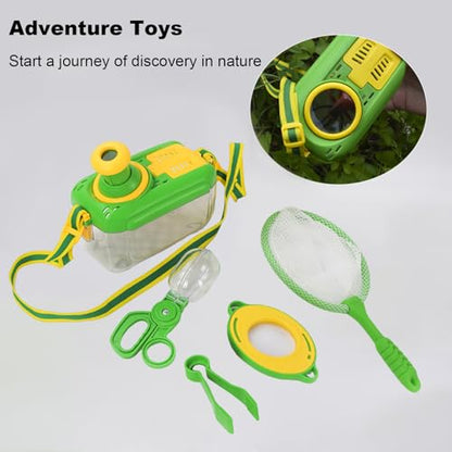 Bug-Catcher for Kids,Kids Bug-Catching Kit Gifts Kids Animal Catcher Kit with Viewer Box Butterflies Net Scissor Clip Tweezer Magnifying Glass Outdoor Nature Exploration Animal Catching Kit 1 Set