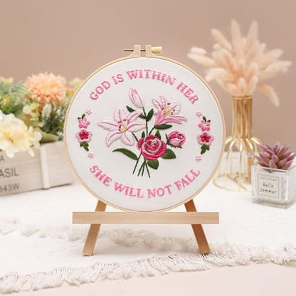 Louise Maelys Easter Tulip Rose Embroidery Kit for Beginners DIY - color: Easter Flowers