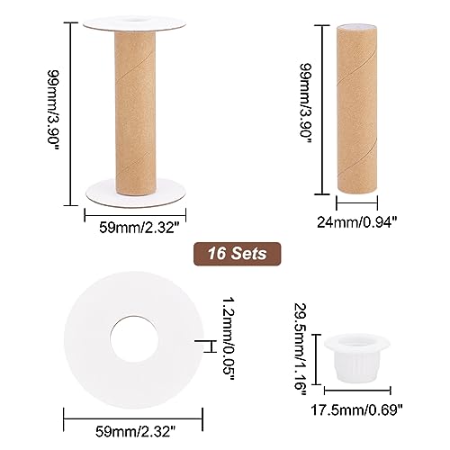 PH PandaHall 16 Sets Empty Paper Thread Spools, Wire Weaving Bobbins Paper Sewing Spools Detachable Thread Ribbon Holder for Yarn Cord Embroidery Sewing DIY Arts Crafts, 99mm/3.9" - size: 99mm/3.9"
