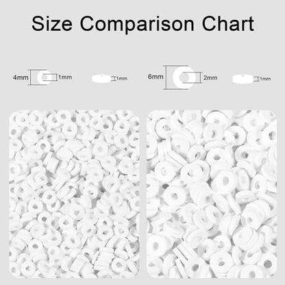 2000pcs White Clay Beads for Bracelets Making, Flat Round Polymer Clay Beads 6mm Spacer Heishi Beads for Jewelry Making Earring Bracelets Necklace - color: White 19