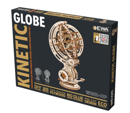 EWA Eco-Wood-Art Kinetic Globe 3D Wooden Puzzle, Mechanical Model Kit, 205 Pieces, Wood
