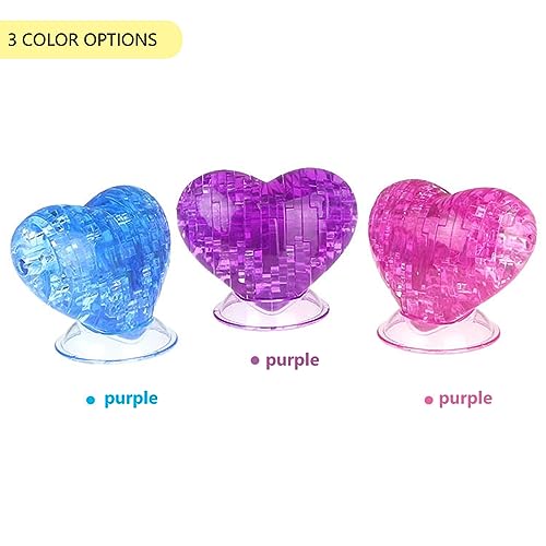 3D Crystal Heart Puzzle,Crystal Puzzle Brainteasers for Puzzlers Ages 16 and Up,46PCS(Purple) - color: Purple-heart