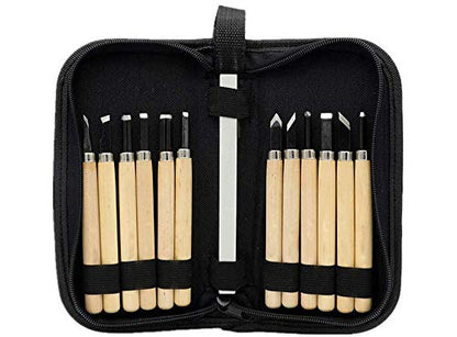 Wood Carving, 12 Carving Tools Set With Knife Stone & Carrying pouch - Perfect Knife Kit for Beginner