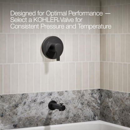 KOHLER TS35322-4G-BL, Elate Rite-Temp Tub and Shower Trim with Single Function 1.75 GPM Showerhead, Matte Black, Modern Tub and Shower Set, Water-Saving Design - color: Matte Black, size: 1.75 GPM