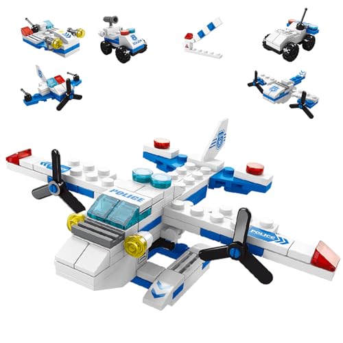 Sky Police Airplane Building Blocks Toy – 137 PCS STEM Construction Set, 7-in-1 Transformable Model Kit for Kids Ages 6-12, Creative Aircraft Toys for Boys & Girls (Police, Rescue, Fighter Jet) - color: Air Defense and Rescue