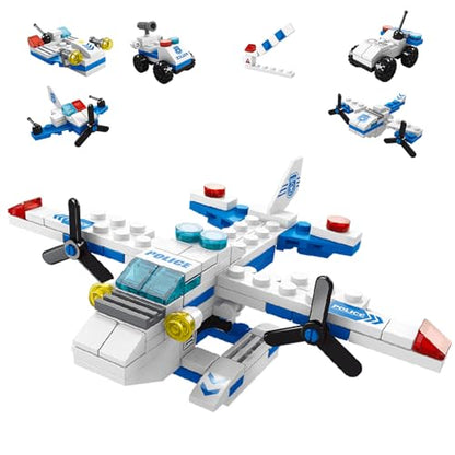 Sky Police Airplane Building Blocks Toy – 137 PCS STEM Construction Set, 7-in-1 Transformable Model Kit for Kids Ages 6-12, Creative Aircraft Toys for Boys & Girls (Police, Rescue, Fighter Jet) - color: Air Defense and Rescue