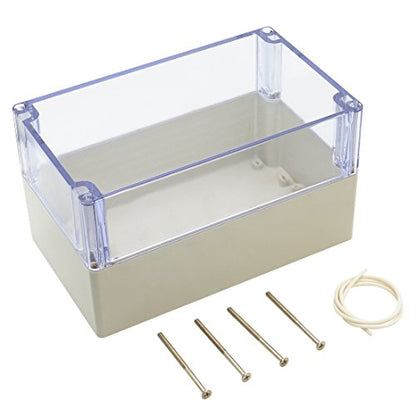 LeMotech ABS Plastic Junction Box Dustproof Waterproof IP65 Electrical Enclosure Box Universal Project Enclosure Grey with PC Transparent Clear Cover 7.9 x 4.7 x 4.4 inch(200 x120 x113 mm) - size: 7.9"x4.7"x4.4"