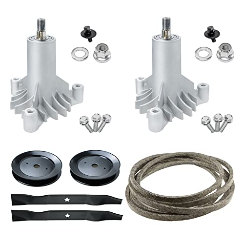 42" Deck Rebuild Kit 130794 532130794 Spindle Fits for AYP Craftsman Husqvarna LT1000, LT2000, LTX1000 YTH1842 YTH2242, Replaces Pulley 173436, with Blades 134149 with 95 1/2" Belt 144959 - size: 2 Spindle+2 pulley+1 belt+2 blade