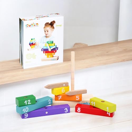 CUBIKA Wooden Clock Construction Kit – Montessori Stacking Toy for Toddlers Ages 3+ – Made from Natural Wood with Water-Based Paints – Travel-Friendly Educational Gift for Boys & Girls - style: Clock Construction Set