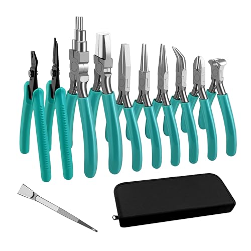 C&T 11-Piece Jewelry Plier Sets,Jewelry Making Tools Kit, Micro Jewelry Pliers Set, Stainless Steel Tweezers with Storage Pouch, Pliers set for Jewelry Making Supplies - style: 11PC