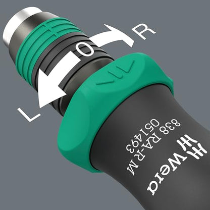 Wera 05051493001 838 RA-R M BITHOLDING SCREWDRIVER WITH RATCHET FUNCTIONALITY, 1/4", 1/4" X 123.5 MM