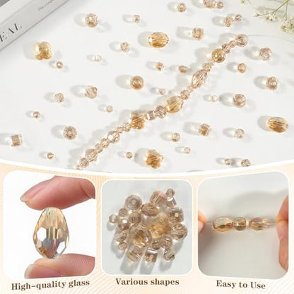 Glass Beads Bulk for Suncatchers, Jewelry Making, Crafts, Crystal Beads - color: Silver Champagne, size: 636pcs