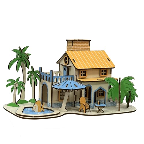 Log Cabin Mini House 3D Wooden Puzzle Building Kit for Adults Teens
