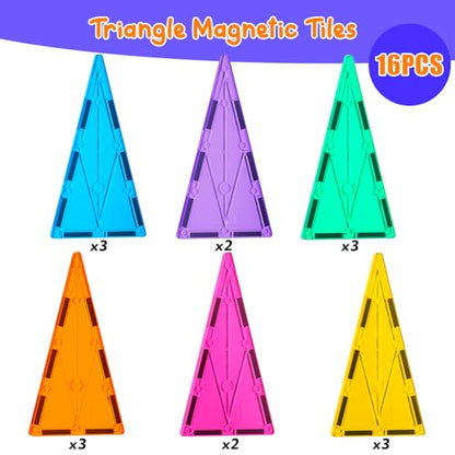 Magnetic Tiles Building Block Set: 16PCS Isosceles Triangle Expansion Pack Construction Building Blocks, Starter Set for Kids Ages 3+ - color: Nf-t16