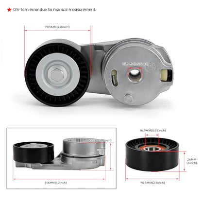38323 Serpentine Belt Drive Tensioner Idler Pulley Kit Fit for Dodge Ram 1500 2500 3500 2009-2010, Fit for Ram 1500 2500 3500 2011-2018 V8 5.7L Replace 4861660AA 38018 6PK2020 - size: 90K-38323