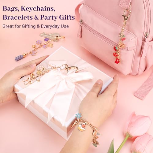 Koruhi 418pcs Charms Lip Gloss Keychain Making Kit,Cute Gold DIY Keychain Supplies Including Organizer Box,Pliers, Tassels, Enamel Letter Charms,Complete Key Chain Kits for DIY Craft Gifts(418, Gold)